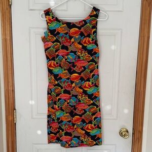 Vintage Colorful Fish Pattern Sleeveless Dress